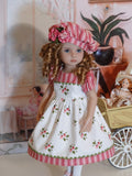 Sweet Strawberries - dress, beret, tights & shoes for Little Darling Doll