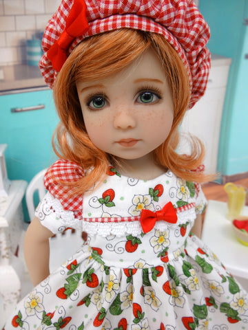 Sweet Strawberry Shortcake - dress, hat, tights & shoes for Little Darling Doll or 33cm BJD