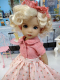 Swinging Rosebuds - blouse, circle skirt, socks & saddle shoes for Little Darling Doll or 33cm BJD