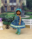 Swirling Vines - dress, hat, tights & shoes for Little Darling Doll or other 33cm BJD