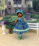 Swirling Vines - dress, hat, tights & shoes for Little Darling Doll or other 33cm BJD