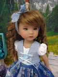 Swiss Beauty - dirndl ensemble with tights & boots for Little Darling Doll or 33cm BJD
