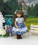 Swiss Beauty - dirndl ensemble with tights & boots for Little Darling Doll or 33cm BJD