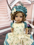 Teal Rosebud - dress, beret, tights & shoes for Little Darling Doll or other 33cm BJD