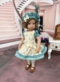 Teal Rosebud - dress, beret, tights & shoes for Little Darling Doll or other 33cm BJD