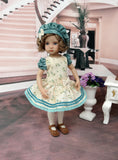 Teal Rosebud - dress, beret, tights & shoes for Little Darling Doll or other 33cm BJD