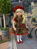 Thistleberry - dress, beret, tights & shoes for Little Darling Doll or other 33cm BJD
