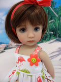 Tiny Flamingo - dress, socks & shoes for Little Darling Doll or 33cm BJD