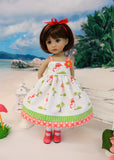 Tiny Flamingo - dress, socks & shoes for Little Darling Doll or 33cm BJD