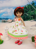 Tiny Flamingo - dress, socks & shoes for Little Darling Doll or 33cm BJD