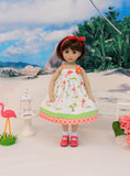 Tiny Flamingo - dress, socks & shoes for Little Darling Doll or 33cm BJD