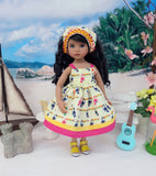 Toucan Treasure - dress, kerchief & sandals for Little Darling Doll or 33cm BJD