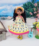 Toucan Treasure - dress, kerchief & sandals for Little Darling Doll or 33cm BJD
