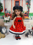 Toy Poodle - dress, hat, tights & shoes for Little Darling Doll or 33cm BJD