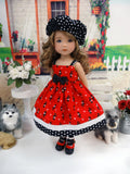 Toy Poodle - dress, hat, tights & shoes for Little Darling Doll or 33cm BJD