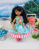 Tropical Birds - dress & sandals for Little Darling Doll or 33cm BJD