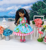 Tropical Birds - dress & sandals for Little Darling Doll or 33cm BJD