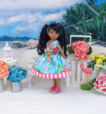 Tropical Birds - dress & sandals for Little Darling Doll or 33cm BJD