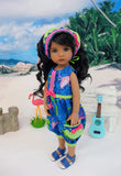 Tropical Flamingo - romper, kerchief & sandals for Little Darling Doll or other 33cm