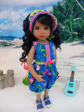 Tropical Flamingo - romper, kerchief & sandals for Little Darling Doll or other 33cm