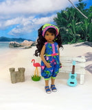 Tropical Flamingo - romper, kerchief & sandals for Little Darling Doll or other 33cm