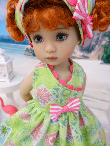 Tropical Postcard - dress, kerchief & sandals for Little Darling Doll or 33cm BJD