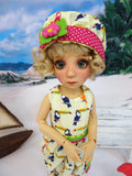 Tropical Toucan - romper, hat & sandals for Little Darling Doll or 33cm BJD