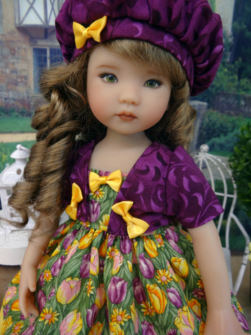 Tulip Jubilee - dress, jacket, beret, tights & shoes for Little Darling Doll or 33cm BJD