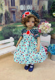 Tutti Floral - dress, beret, tights & shoes for Little Darling Doll or other 33cm BJD