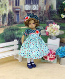 Tutti Floral - dress, beret, tights & shoes for Little Darling Doll or other 33cm BJD