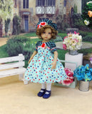 Tutti Floral - dress, beret, tights & shoes for Little Darling Doll or other 33cm BJD