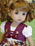 Tyrol Valley - dirndl ensemble with tights & boots for Little Darling Doll or 33cm BJD
