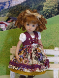 Tyrol Valley - dirndl ensemble with tights & boots for Little Darling Doll or 33cm BJD