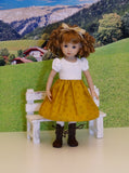 Tyrol Valley - dirndl ensemble with tights & boots for Little Darling Doll or 33cm BJD