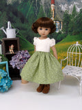Tyrolean Meadow - dirndl ensemble with tights & boots for Little Darling Doll or 33cm BJD
