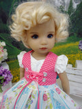Tyrolean Summer - dirndl ensemble with tights & boots for Little Darling Doll or 33cm BJD