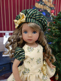 Under the Mistletoe - dress, beret, tights & shoes for Little Darling Doll or other 33cm BJD