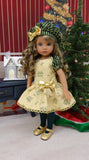 Under the Mistletoe - dress, beret, tights & shoes for Little Darling Doll or other 33cm BJD