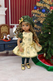 Under the Mistletoe - dress, beret, tights & shoes for Little Darling Doll or other 33cm BJD