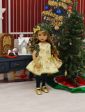 Under the Mistletoe - dress, beret, tights & shoes for Little Darling Doll or other 33cm BJD