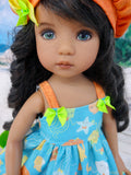 Under the Sea - dress, hat, socks & shoes for Little Darling Doll or 33cm BJD