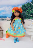 Under the Sea - dress, hat, socks & shoes for Little Darling Doll or 33cm BJD