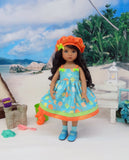 Under the Sea - dress, hat, socks & shoes for Little Darling Doll or 33cm BJD
