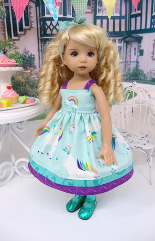 Unicorn Meadow - dress, tights & shoes for Little Darling Doll or 33cm BJD