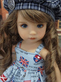 Union Jack - dress, jacket, beret, tights & shoes for Little Darling Doll or 33cm BJD