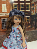 Union Jack - dress, jacket, beret, tights & shoes for Little Darling Doll or 33cm BJD