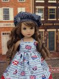 Union Jack - dress, jacket, beret, tights & shoes for Little Darling Doll or 33cm BJD