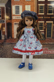 Union Jack - dress, jacket, beret, tights & shoes for Little Darling Doll or 33cm BJD