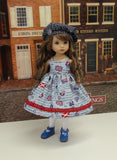 Union Jack - dress, jacket, beret, tights & shoes for Little Darling Doll or 33cm BJD