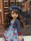 Union Jack - dress, jacket, beret, tights & shoes for Little Darling Doll or 33cm BJD
